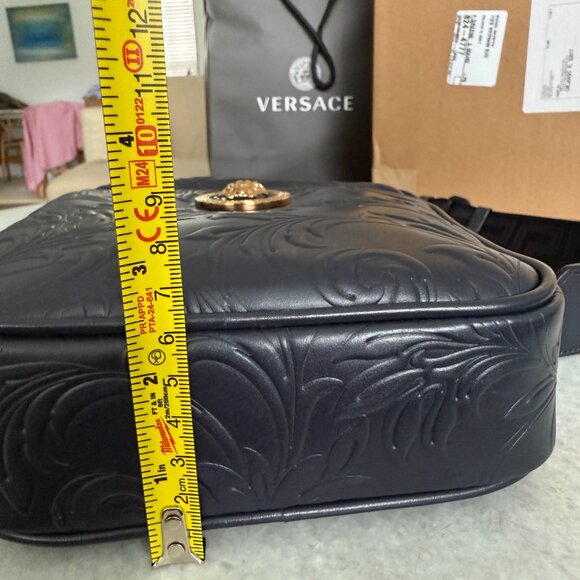Versace Embossed Blue Calf Leather Shoulder Crossbody Messenger Bag, 1002885 - Picture 10 of 16